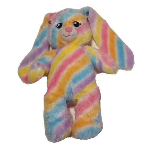 Build A Bear Bunny Rabbit Rainbow Pastel Stuffed Toy Plush 17” Tie Dye - Picture 1 of 7